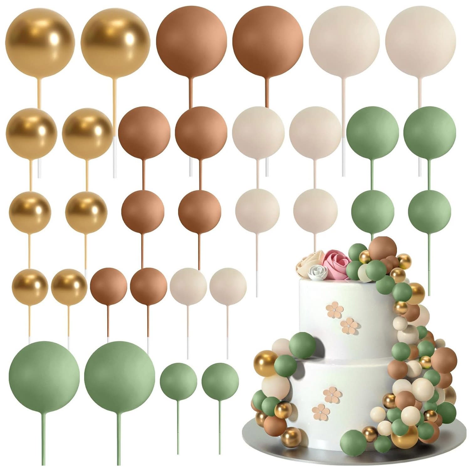 32 Pcsset Colorful Foam Ball Birthday Cake Decoration Multi-style Plug-in view 8