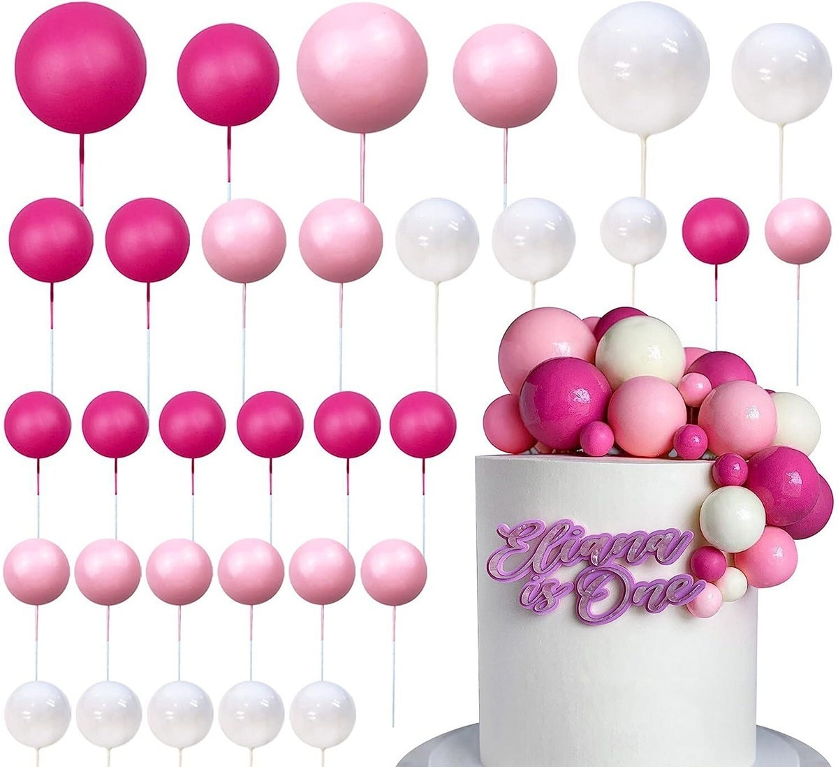 32 Pcsset Colorful Foam Ball Birthday Cake Decoration Multi-style Plug-in view 9