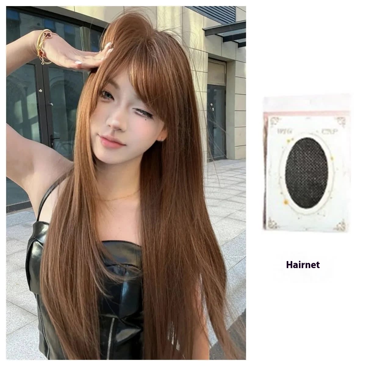 Wig Female Warm Brown Long Straight Hair Age Reducing view 4
