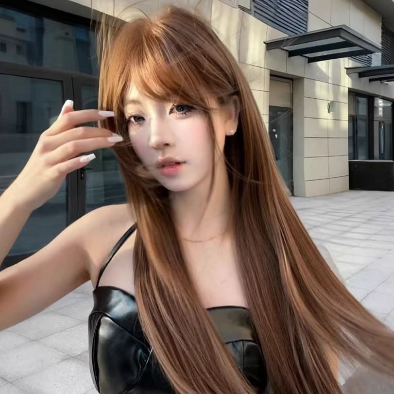 Wig Female Warm Brown Long Straight Hair Age Reducing view 5