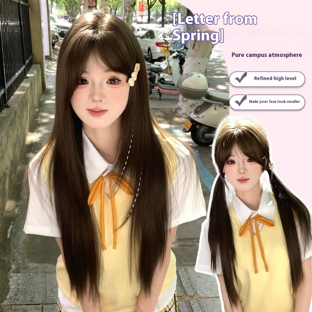 Full Repair Inner Angle High Level Long Straight Hair Full-head Wig view 4