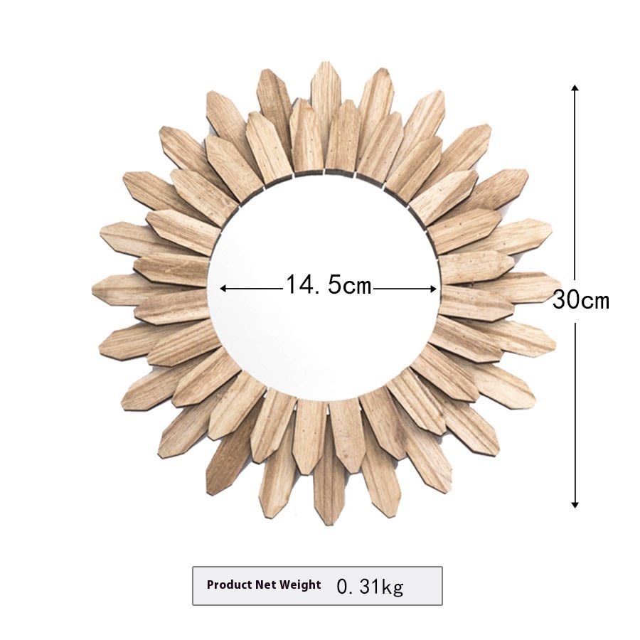 European-style Solid Wood Handmade Finish Hanging Mirror Homestay Hotel Entrance Decoration Hanging view 3