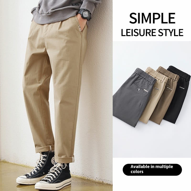 Loose, Simple And All-matching Khaki Tooling Straight-leg Trousers view 3