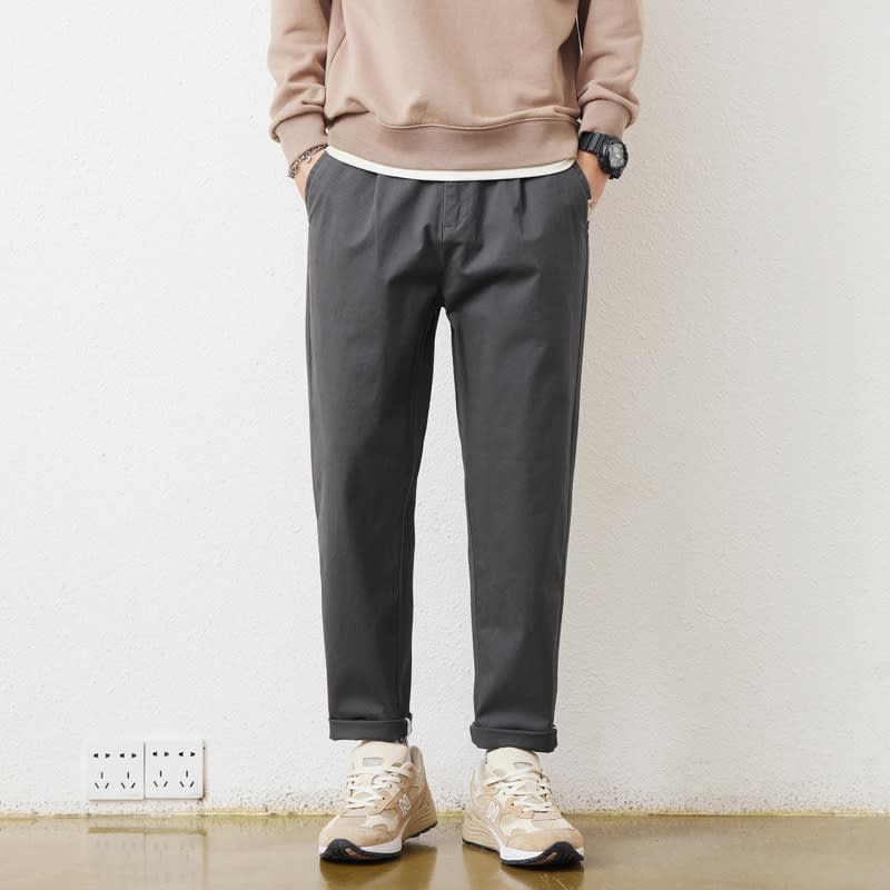 Loose, Simple And All-matching Khaki Tooling Straight-leg Trousers view 4