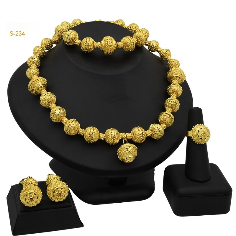 Women's Zircon Pearl Necklace Ring Earring Bracelet Four-piece Set view 2