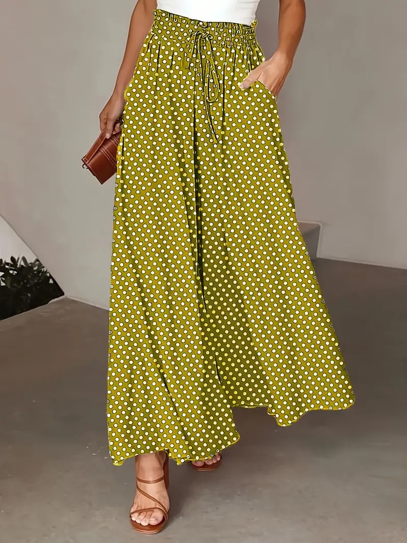 Polka Dot Print Trousers Fashion Loose Elastic Waist Wide-leg Pants Women's Clothing view 5