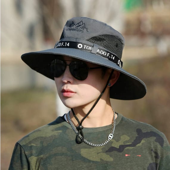Mountaineering Fishing Sunscreen Travel Breathable Large Eave Visor Hat For Men view 2