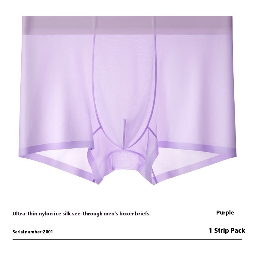 Ultra-thin Cool Ice Silk Breathable Traceless Transparent Hair Exposed Sexy Boxer view 2