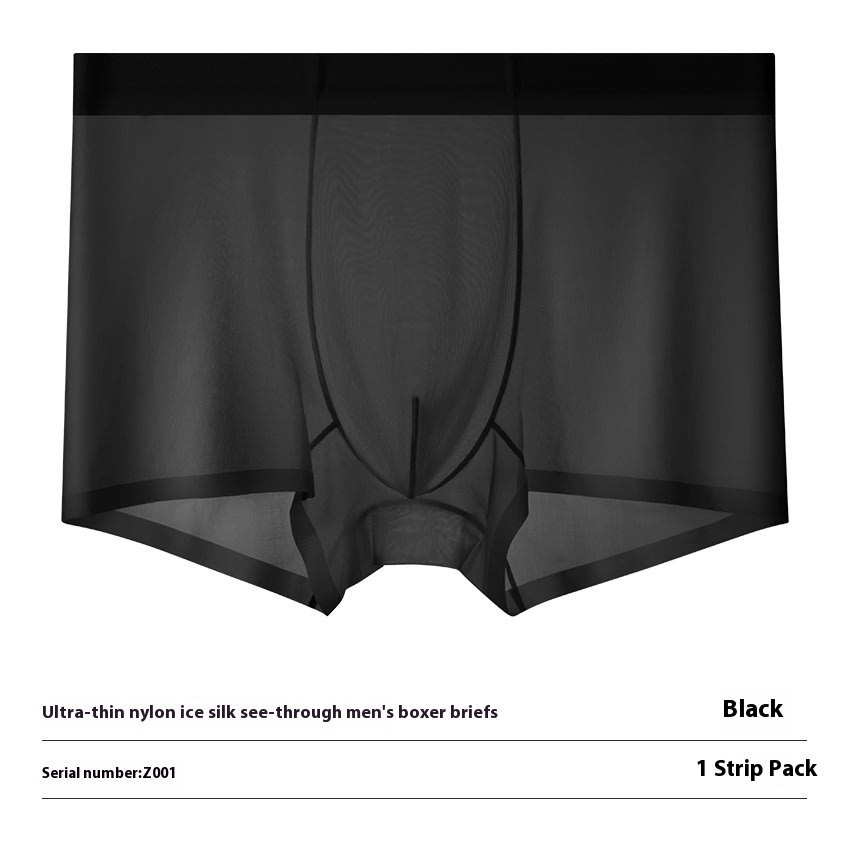 Ultra-thin Cool Ice Silk Breathable Traceless Transparent Hair Exposed Sexy Boxer view 3