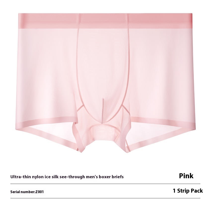 Ultra-thin Cool Ice Silk Breathable Traceless Transparent Hair Exposed Sexy Boxer view 7
