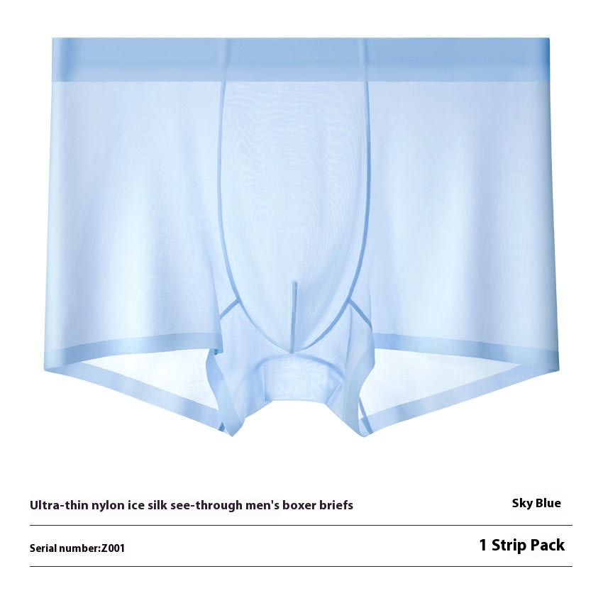 Ultra-thin Cool Ice Silk Breathable Traceless Transparent Hair Exposed Sexy Boxer view 8