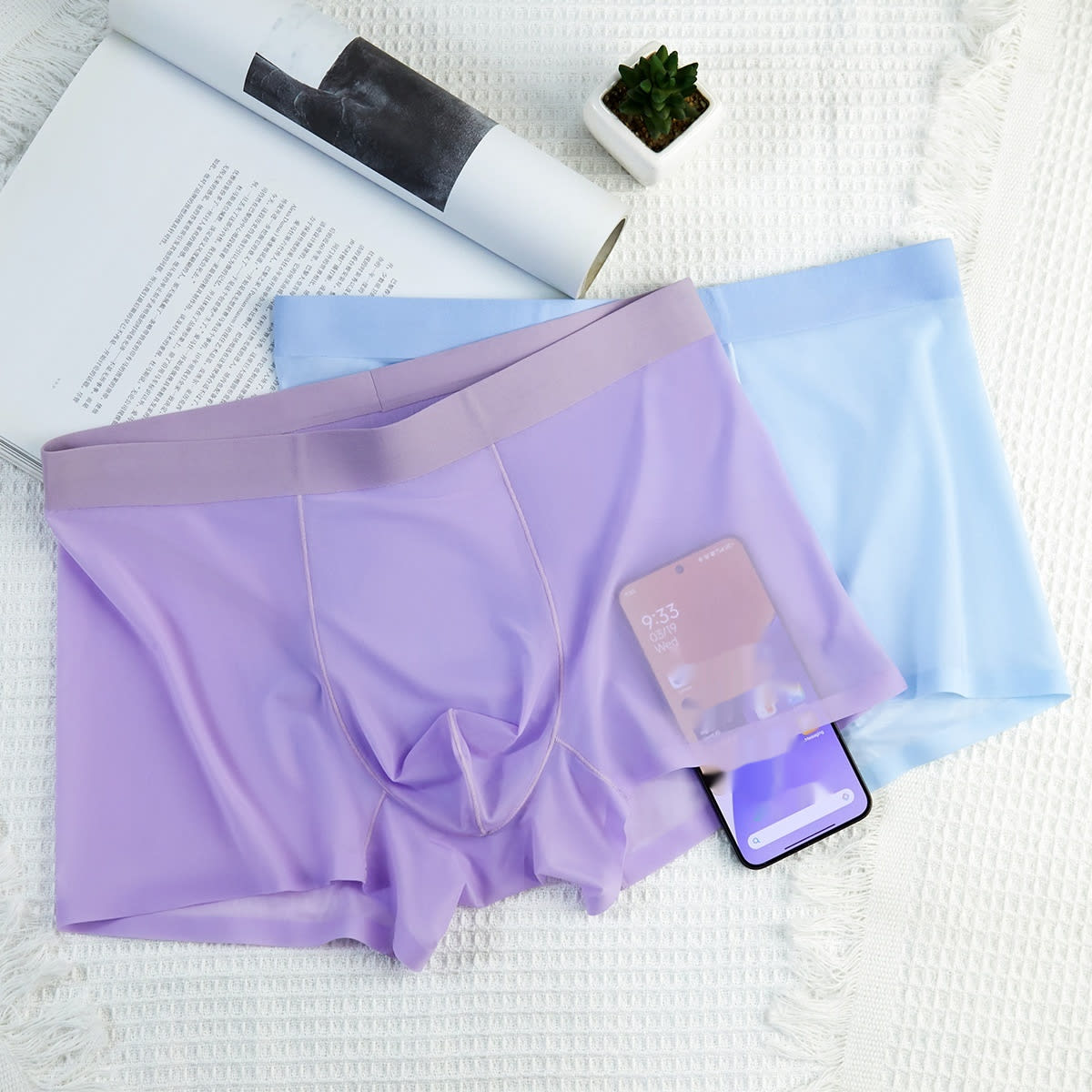 Ultra-thin Cool Ice Silk Breathable Traceless Transparent Hair Exposed Sexy Boxer view 6