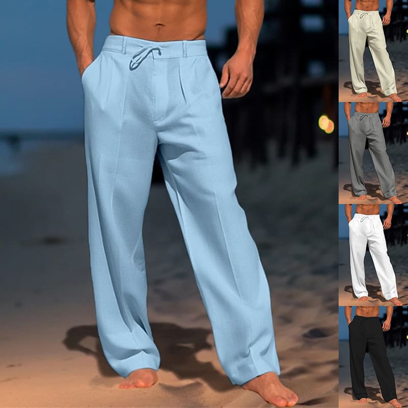Casual Wide-Leg Straight Pants With Pockets Fashion Drawstring Trousers For Men Clothing view 5