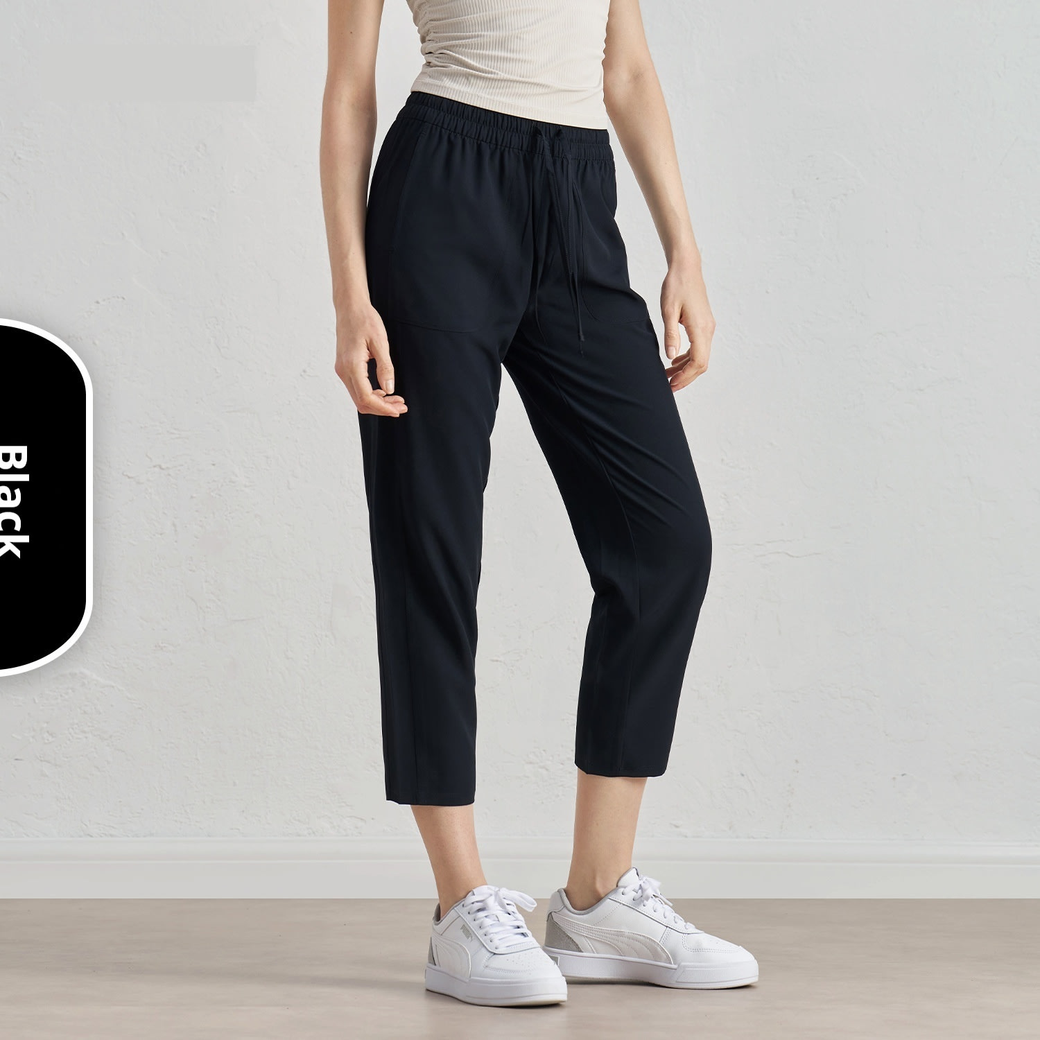 Quick-drying Track Pants Straight Harem Tappered Daddy Pants Drawstring Cigarette Pants 9 Points view 5