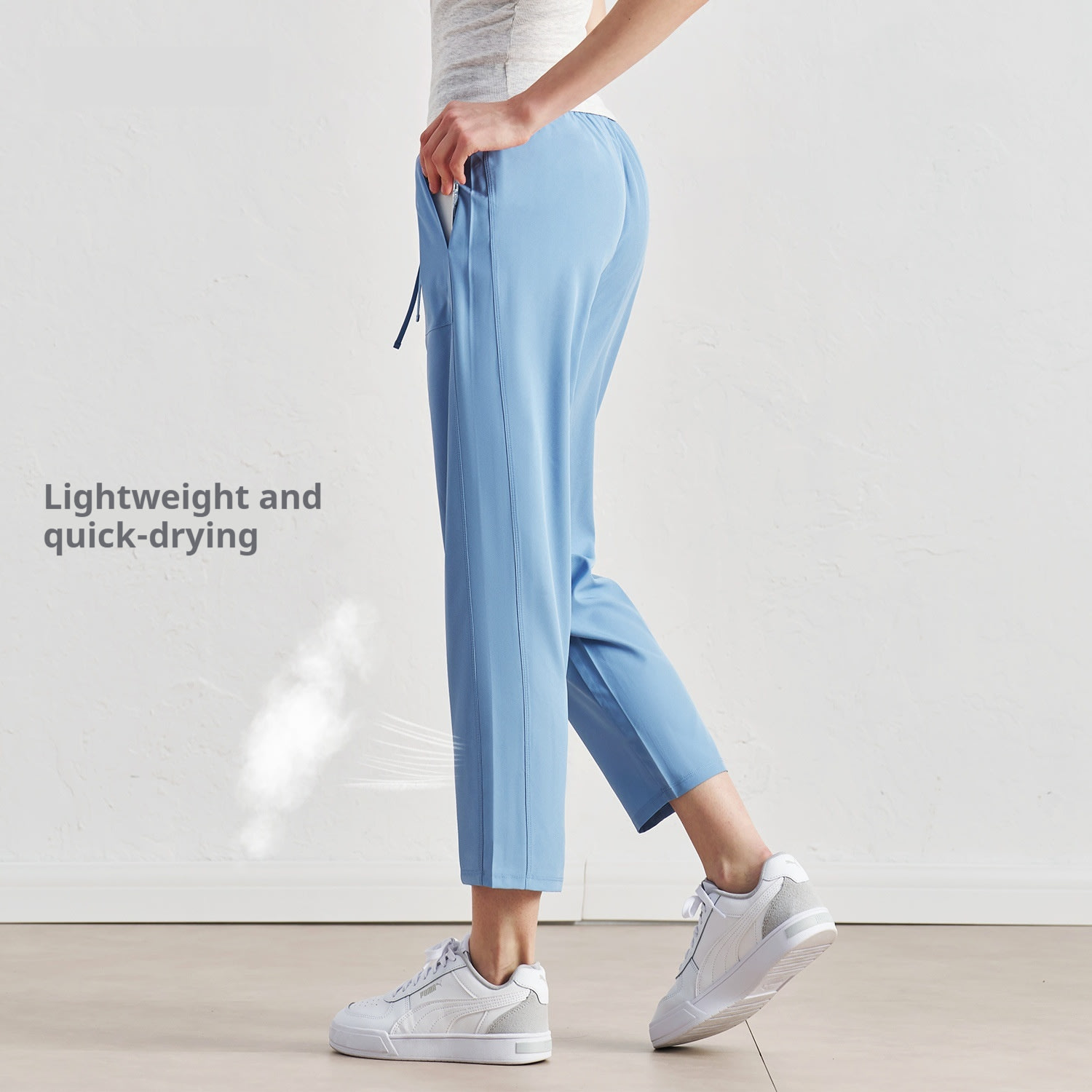Quick-drying Track Pants Straight Harem Tappered Daddy Pants Drawstring Cigarette Pants 9 Points view 4