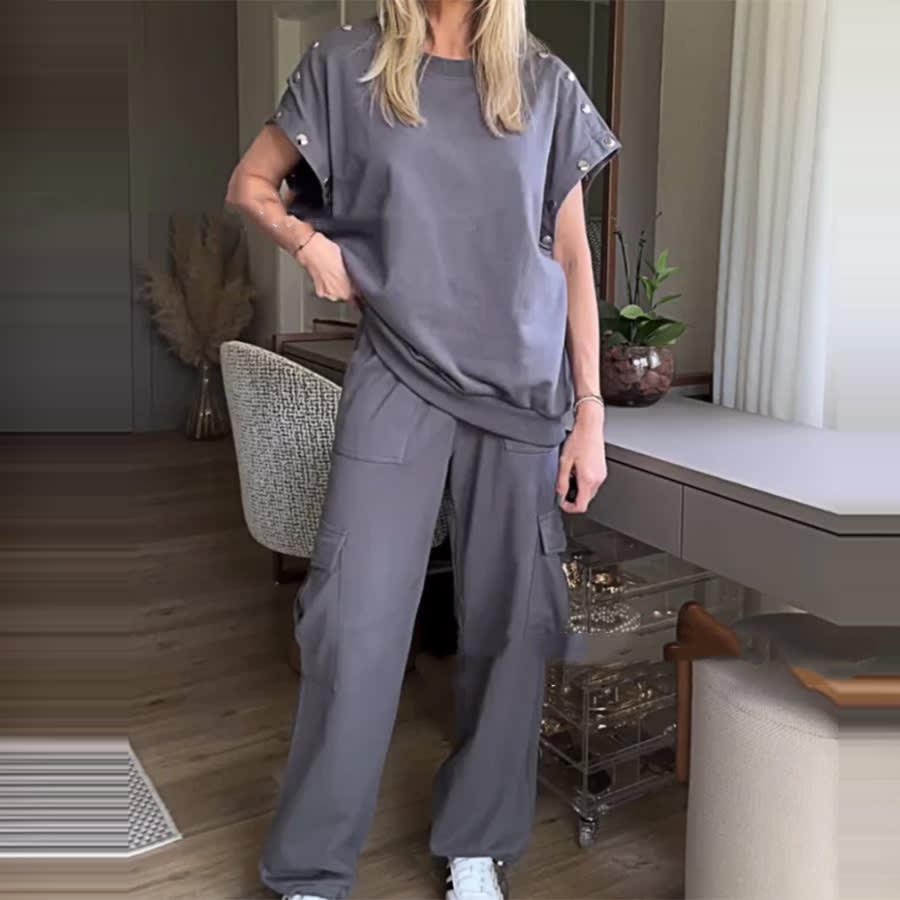 Loose Women's Wear Long Sleeve Top And Trousers Two-piece Set view 2