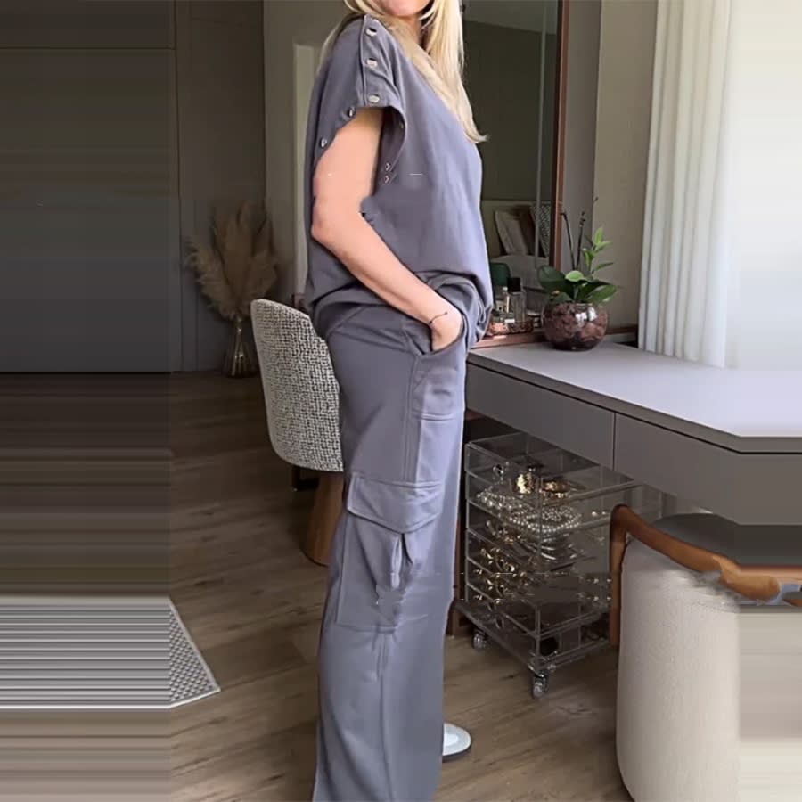 Loose Women's Wear Long Sleeve Top And Trousers Two-piece Set view 5