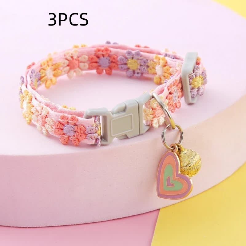 Lace Embroidery Trim Bell Pet Collar view 3
