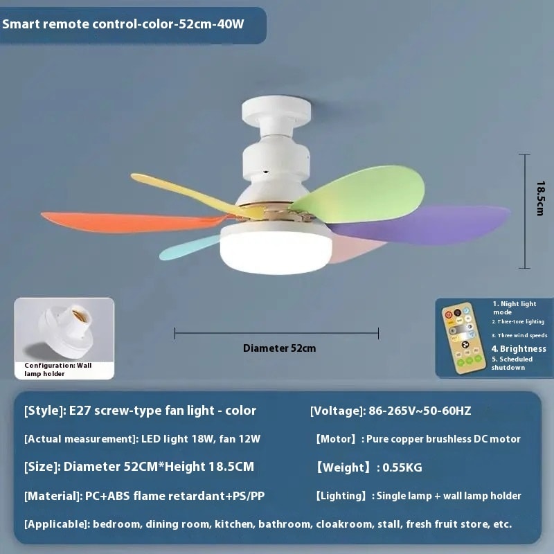 E27 Base LED Ceiling Fan Light With Remote Control 3 Color Lights Dimmable Lamp For Living Room Home Decor view 3