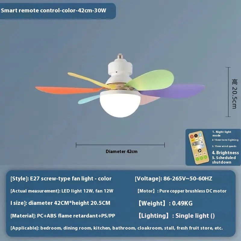 E27 Base LED Ceiling Fan Light With Remote Control 3 Color Lights Dimmable Lamp For Living Room Home Decor view 9