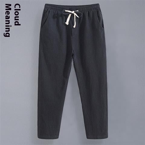 Linen Men's Tang Suit Cropped Pants Chinese Casual Loose view 3