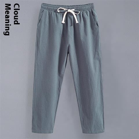 Linen Men's Tang Suit Cropped Pants Chinese Casual Loose view 7