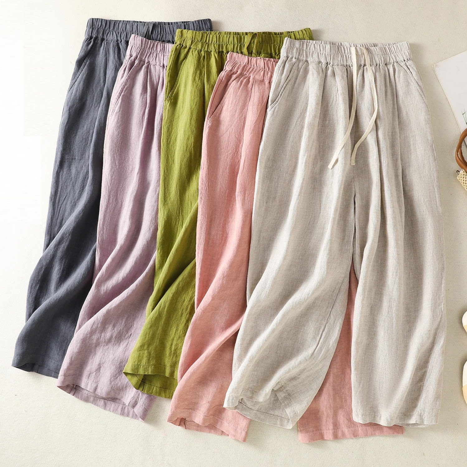 All-matching Loose Casual New Retro Literary Wide Leg Cotton Linen Pants view 4