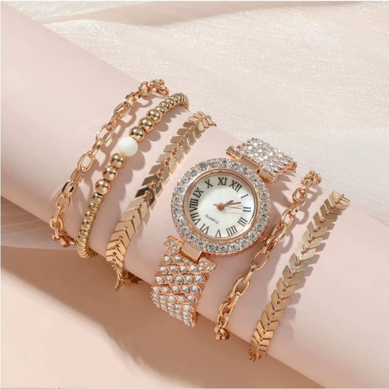 Diamond Women's Bracelet Watch Luxury Fashion Gift Box Watch Bracelet Six-piece Set view 16