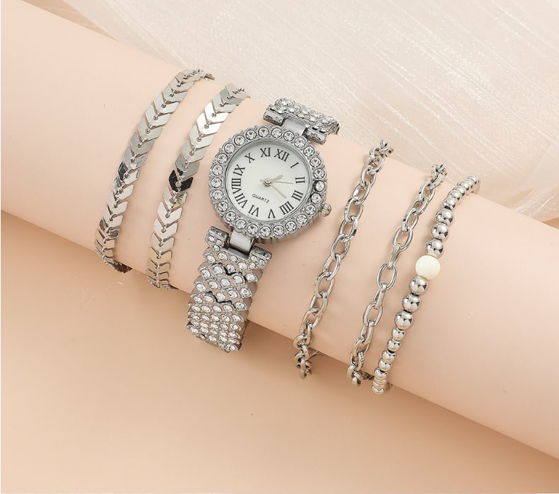 Diamond Women's Bracelet Watch Luxury Fashion Gift Box Watch Bracelet Six-piece Set view 14