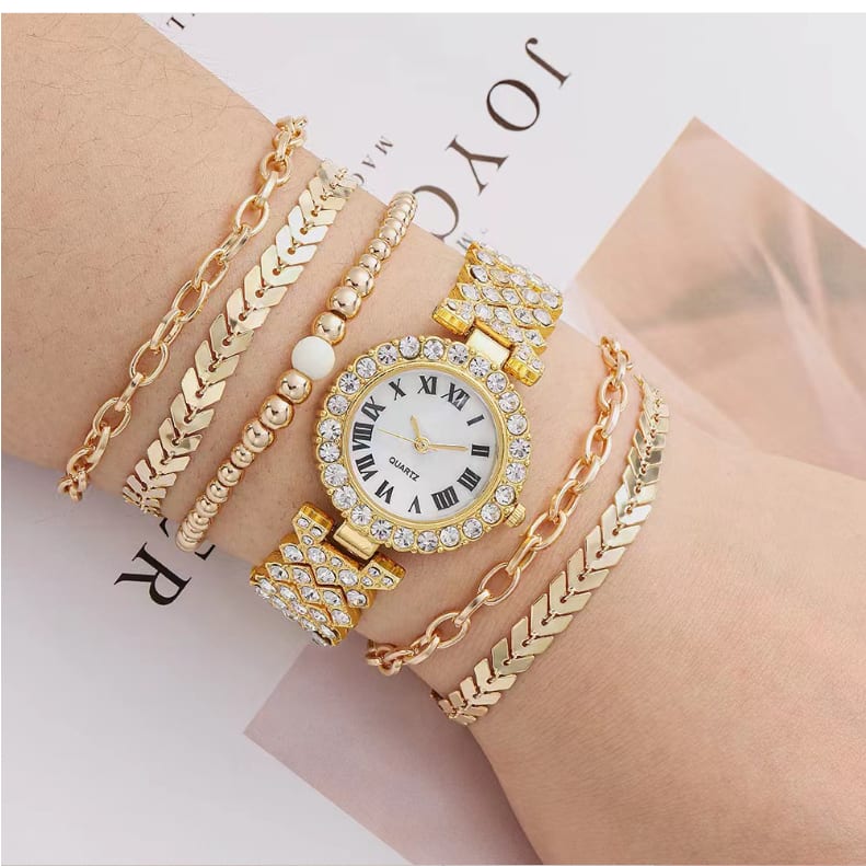 Diamond Women's Bracelet Watch Luxury Fashion Gift Box Watch Bracelet Six-piece Set view 15