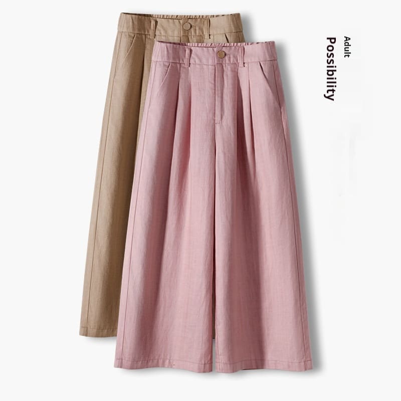 Thin Casual Straight-leg Cotton And Linen Wide-leg Pants view 4