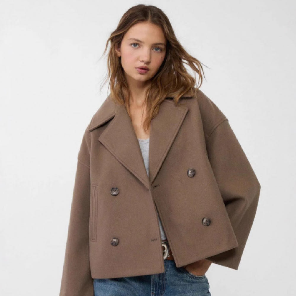 Ins Double-breasted Lapel Blazer Jacket Fashion Loose Woolen Short Coat Elegant Commuting Women's Clothing view 7
