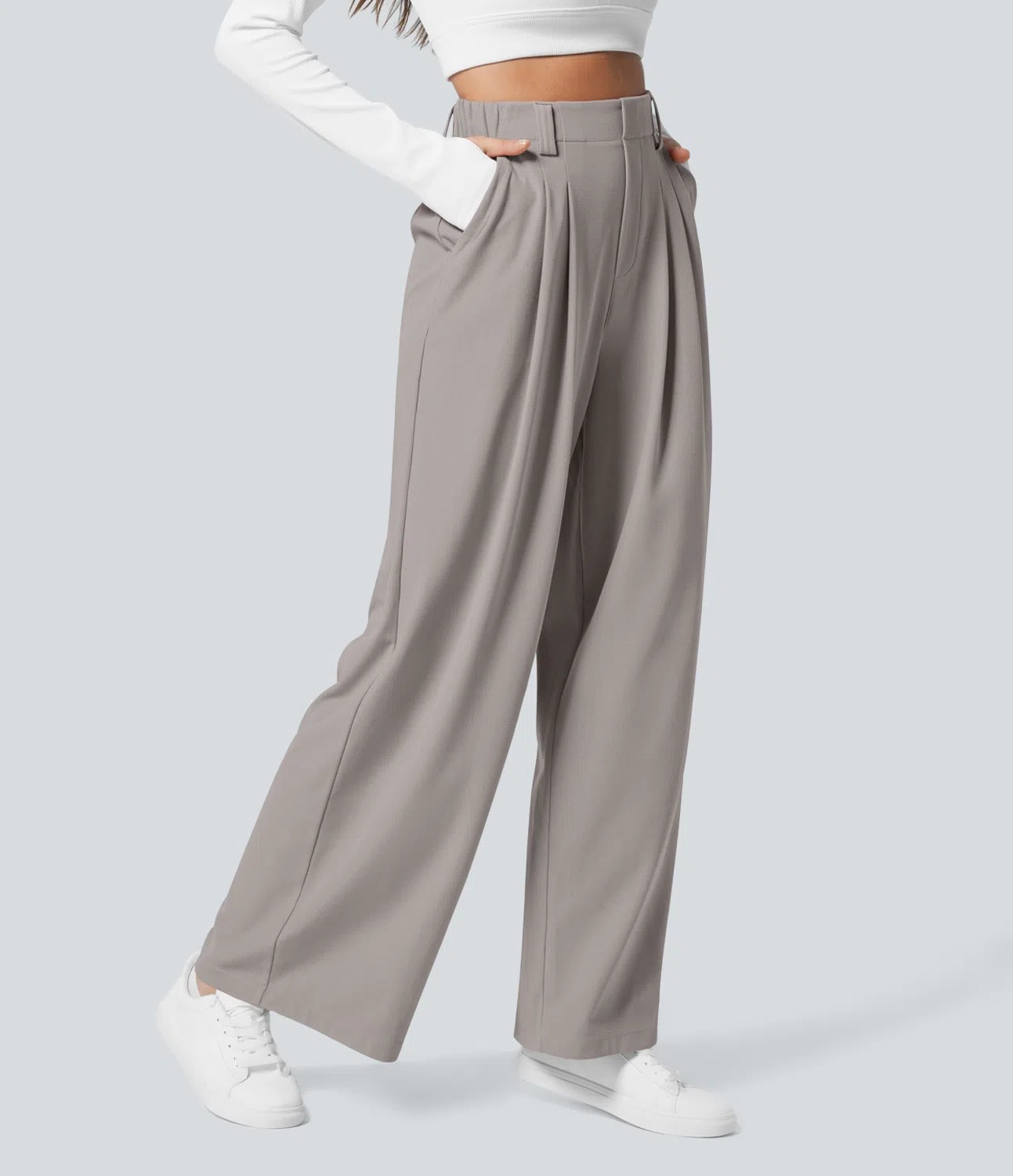 High Waist Straight Loose-fit Tappered Trousers Casual Simple view 11