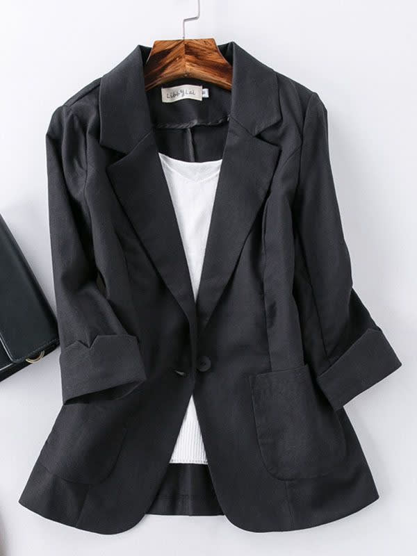 Omen's Springsummer Thin Fashion Slim Fit Sub-suit Cropped Sleeve Short Top view 7