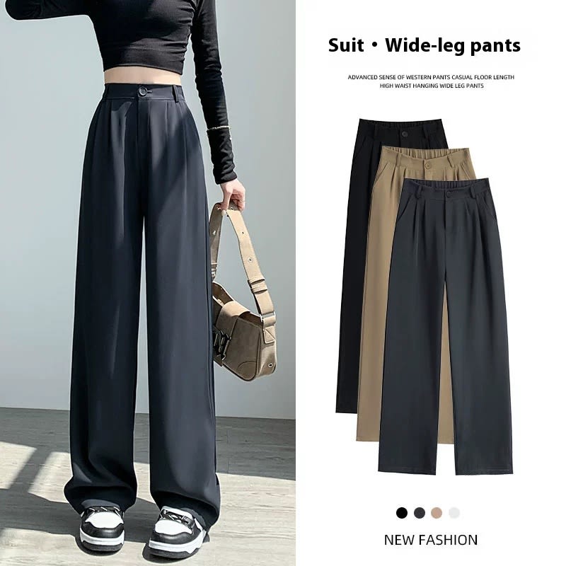 Loose Ice Silk Drape Wide-leg Straight Trousers view 5