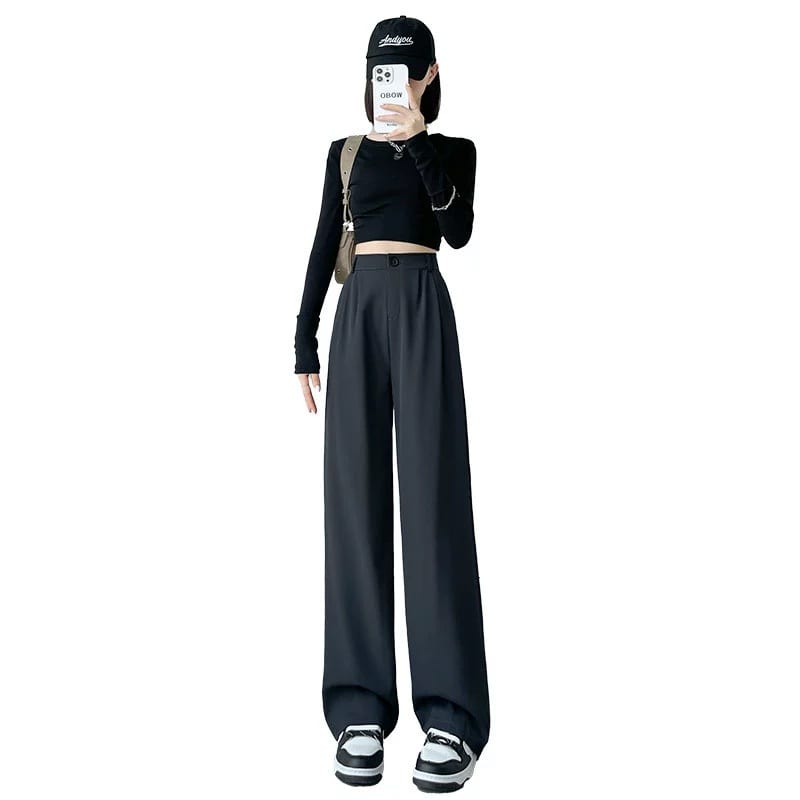 Loose Ice Silk Drape Wide-leg Straight Trousers view 6