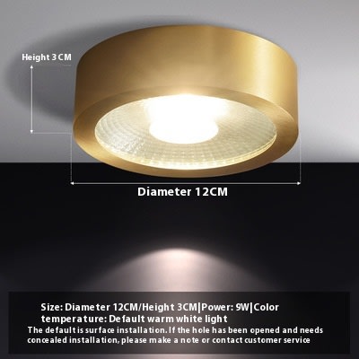 All-copper Surface Mounted Downlight Led Ultra-thin Ceiling Lamp Spotlight