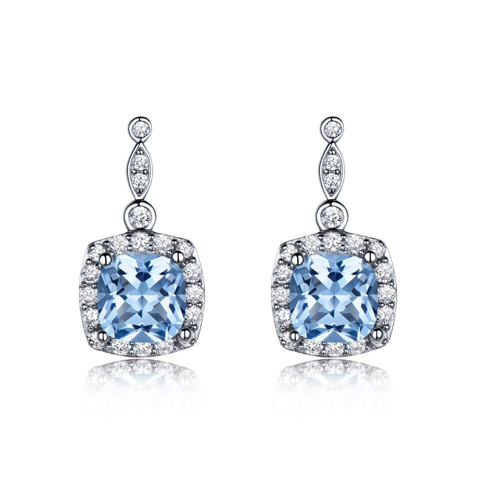 925 Sterling Silver Necklace Sky Blue Topaz Four-Piece Set view 2
