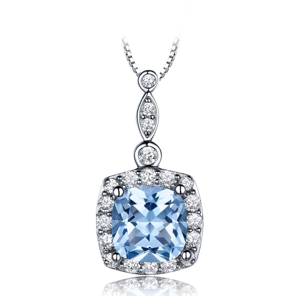 925 Sterling Silver Necklace Sky Blue Topaz Four-Piece Set view 8