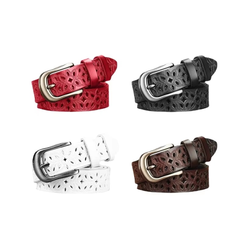 New Belt Hollow Pattern Belt Ladies Trend Waistband Genuine Woman Belt Vintage Pin Buckle Strap Jeans view 6