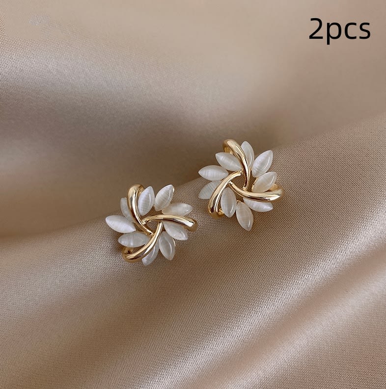Cat's Eye Flower Earrings High Sense Opal Square Triangle Geometry Earrings view 11
