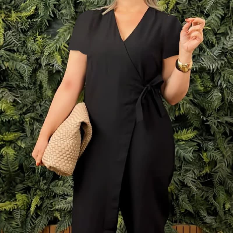 Women's Casual Loose V-neck Cross-strap Jumpsuit view 8