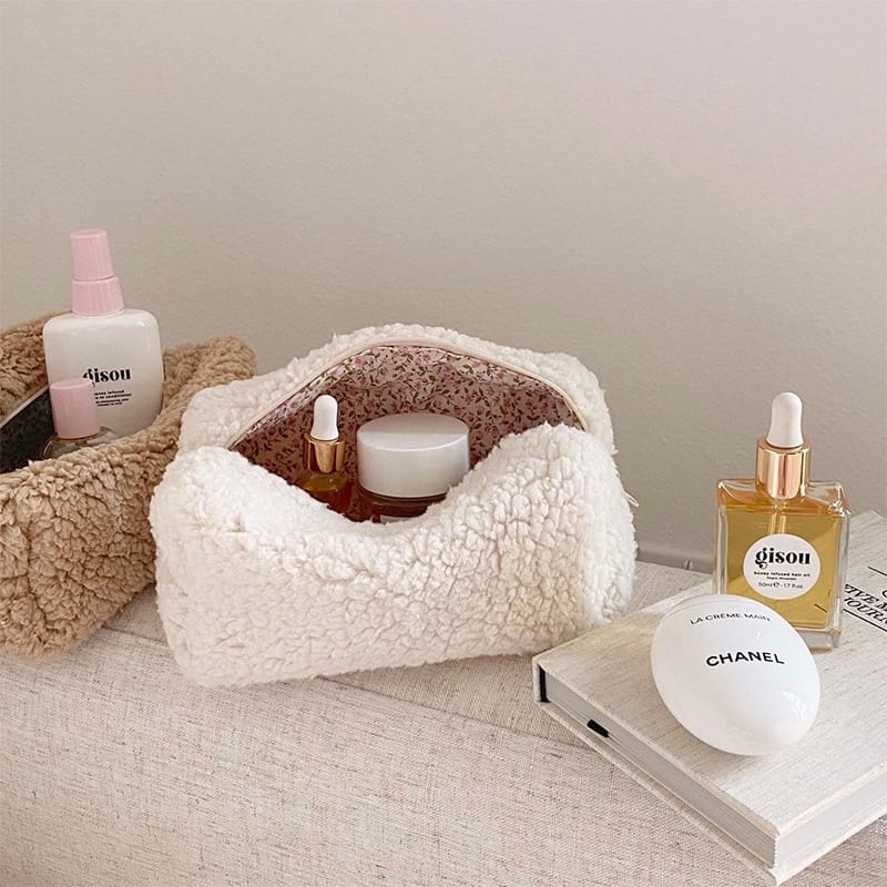 Teddy Plush Cosmetic Bag Japanese Style Lambswool view 7