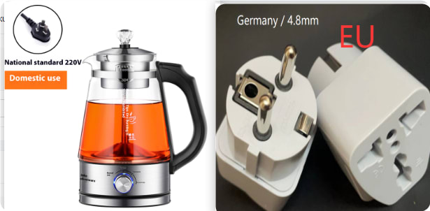 110v American Standard Household Tea Boiler Steam Spray Black Teapot Glass Electric Kettle Coffee Pot view 4