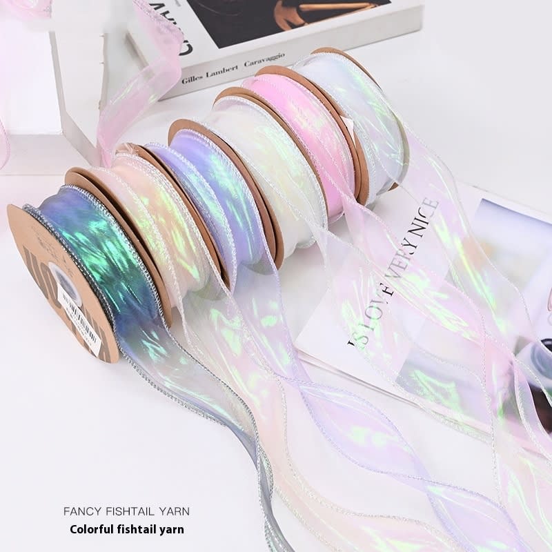 Fishtail Yarn Floral Flower Gift Bouquet Diy Material Package Colorful Wave Ribbon view 5