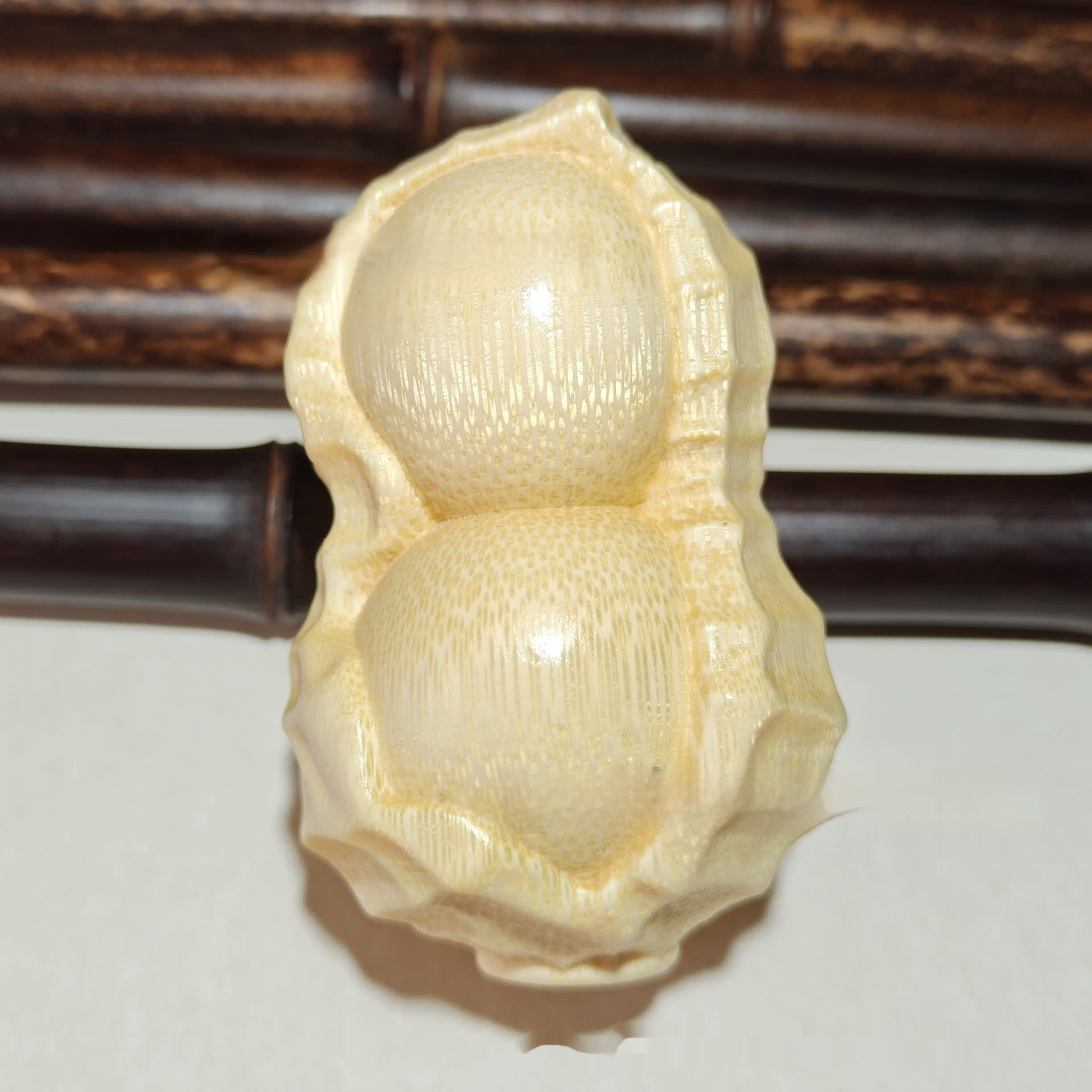 Crafts Pure Natural Solid Bamboo Carving Peanut Ornaments view 6