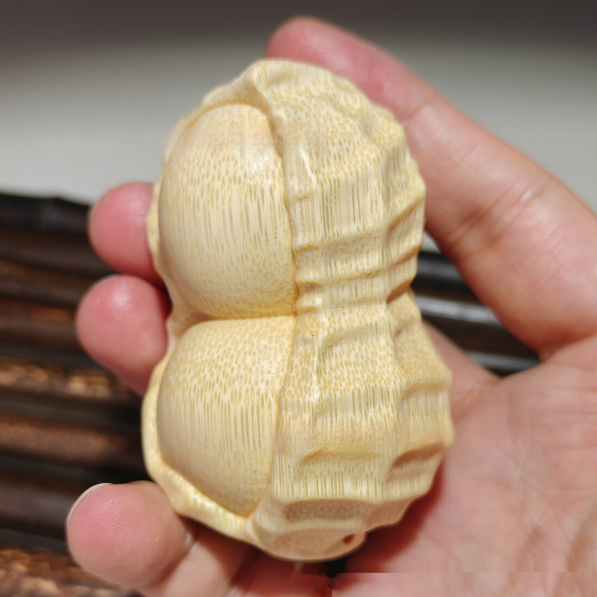 Crafts Pure Natural Solid Bamboo Carving Peanut Ornaments view 4