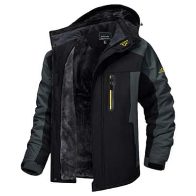 Winter Hooded Jacket Fashion Casual Warm Fleece Coat Windproof Rainproof Parka Windbreaker Men's Top view 5