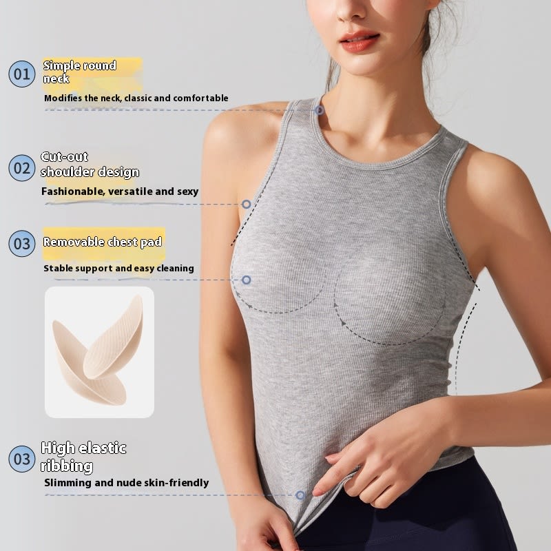 Europe And America Cross Border Yoga Vest Women's Rib Running With Chest Pad Tight Fitness view 2