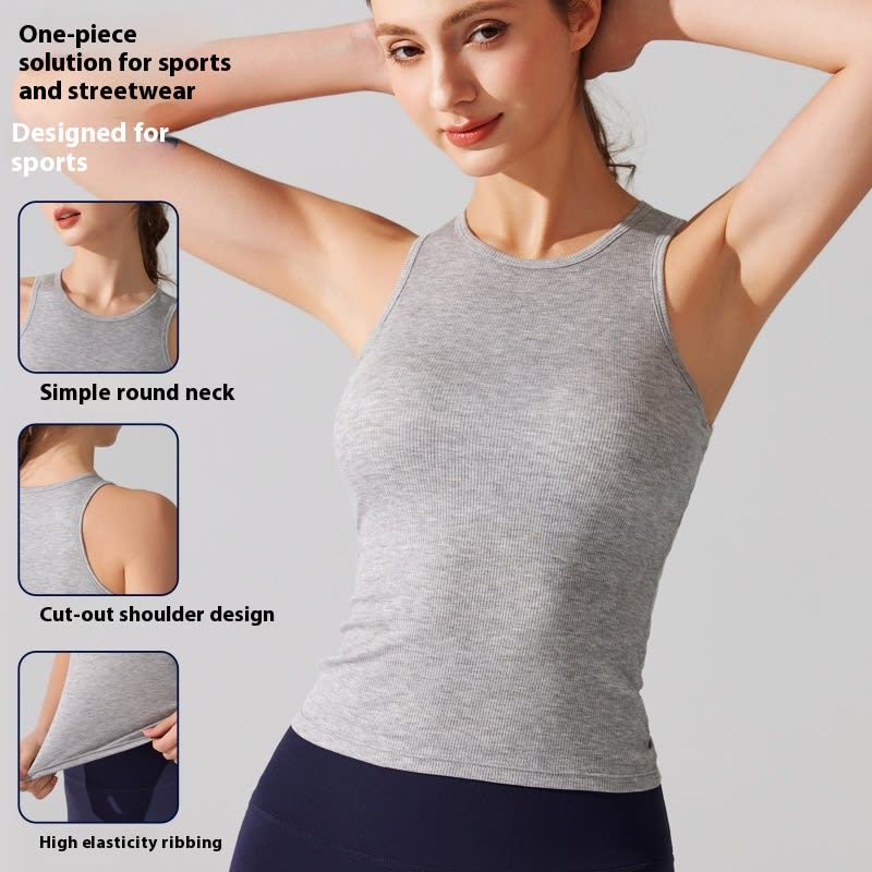 Europe And America Cross Border Yoga Vest Women's Rib Running With Chest Pad Tight Fitness view 7